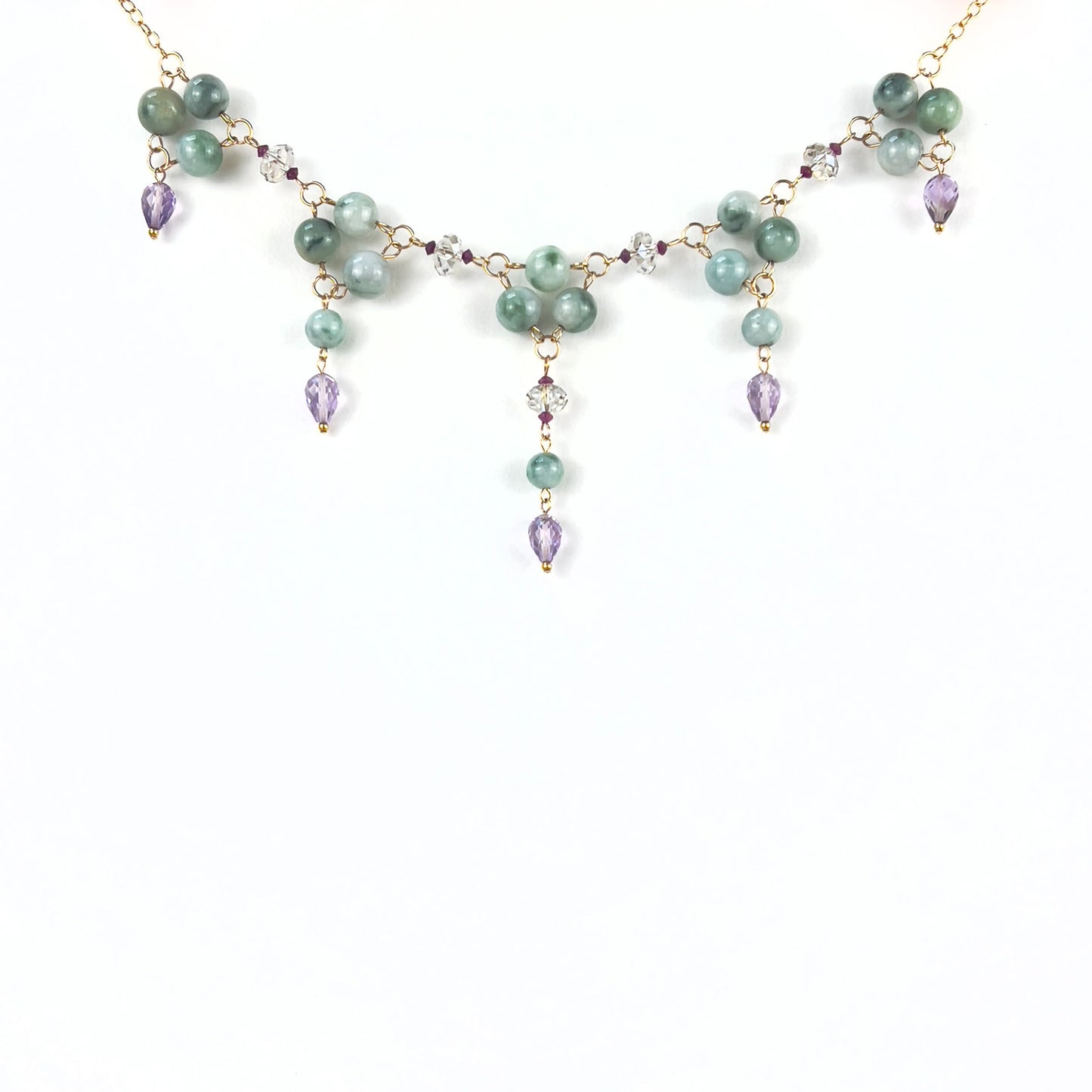 The GrapeVine - Jadeite and Lavender Amethyst Necklace