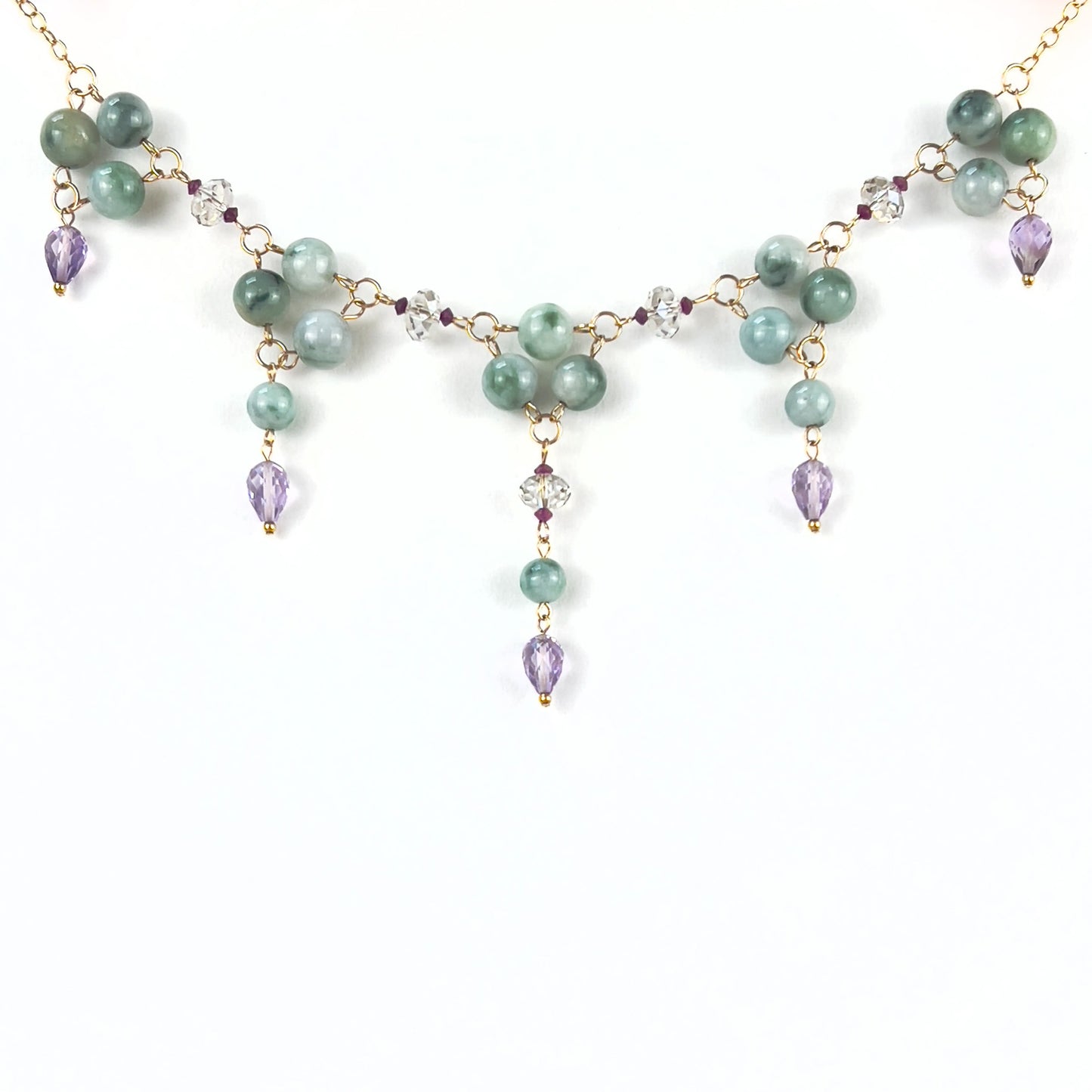 The GrapeVine - Jadeite and Lavender Amethyst Necklace
